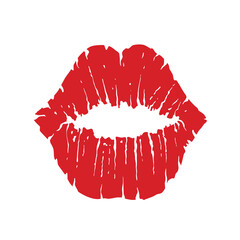Lips icon. Kiss icon. Red lips, vector illustration