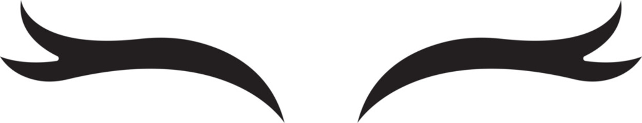 Closed eye with eyelashes cute icon for cartoon character illustration. Sleep girl or unicorn long eyelash line flat simple face part graphic makeup mascara symbol isolated on transparent background. - obrazy, fototapety, plakaty