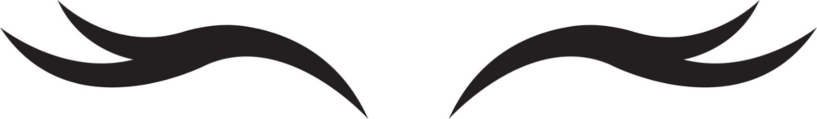 Closed eye with eyelashes cute icon for cartoon character illustration. Sleep girl or unicorn long eyelash line flat simple face part graphic makeup mascara symbol isolated on transparent background. - obrazy, fototapety, plakaty