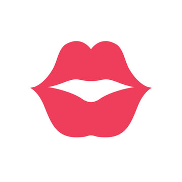 Lips icon. Kiss icon. Red lips, vector illustration