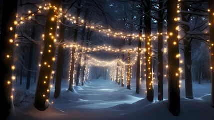 Fototapeta na wymiar Charming tunnel of twinkling lights