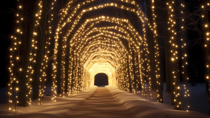 Fototapeta premium Charming tunnel of twinkling lights