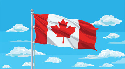 flag of Canada against blue sky flat vector isolated on white background 