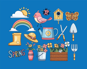 set of icons spring theme