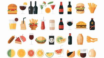 Food and drink icons. Restaurant flat icons set. Vector