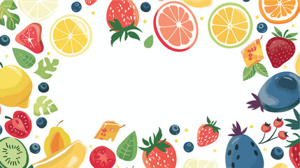 frame with fruits pattern flat vector isolated on white background 
