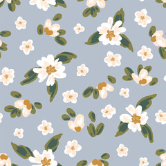 Hand drawn fresh flowerbed capturing the spirit of Easter and spring with brown,green,off white,beige,grey. Great for homedecor,fabric,wallpaper,giftwrap,stationery,packaging design projects.