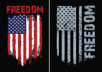 Freedom With USA Vintage Flag Flag Design