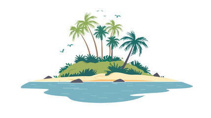 Beautiful island and the sea .. Flat vector isolated