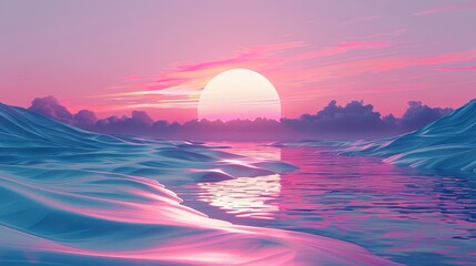 Pastel pink sunset over a smooth icy landscape