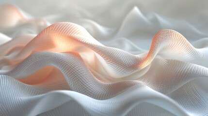Subdued geometric lines grace a lone 3D ribbon, creating an atmosphere of serene tranquility. - obrazy, fototapety, plakaty