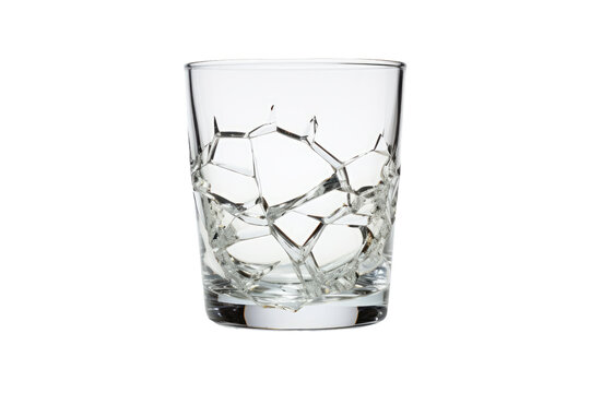 A transparent glass filled with ice cubes stands on a plain white surface. The ice glistens, creating a contrast against the pristine background. Isolated on a Transparent Background PNG.