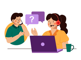 Customer Service Character Concept Illustration.