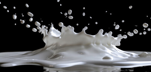 A stock shot of a 3D rendered splash of milk,An image of a splash of milk rendered in 3D.