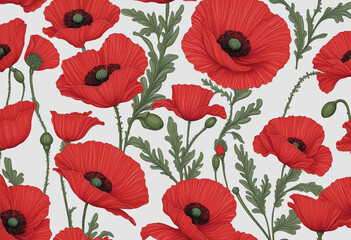 Red poppy as a symbol of memory for the fallen in the war colorful background