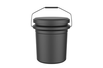 plastic bucket with lid on a isolated on white background. 3d illustration