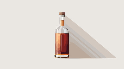 Glass bottle with whiskey alcohol brandy on a light background