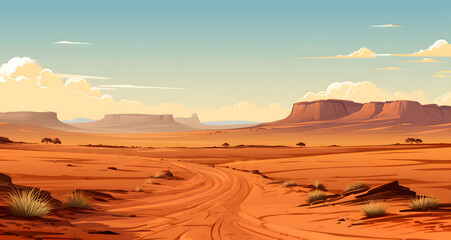 Fototapeta na wymiar a dirt road in the middle of a desert