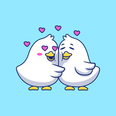 Cute Chick Couple Cartoon Vector Icons Illustration. Flat Cartoon Concept. Suitable for any creative project.
