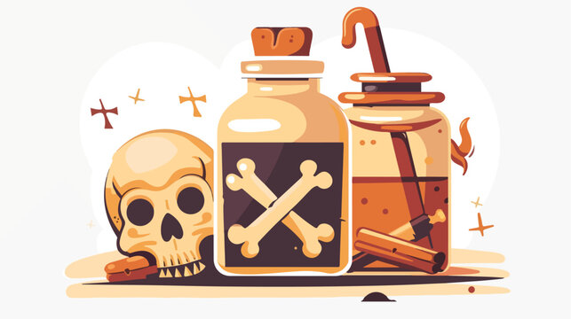 Icon of a glass bottle with poison and a skull with c