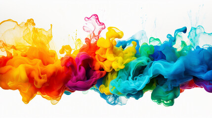 Colorful splash. Liquid and smoke explosion of colors on white background,. Abstract pattern....