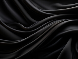 Fototapeta premium Abstract black wavy texture luxury background banner. Smooth black background