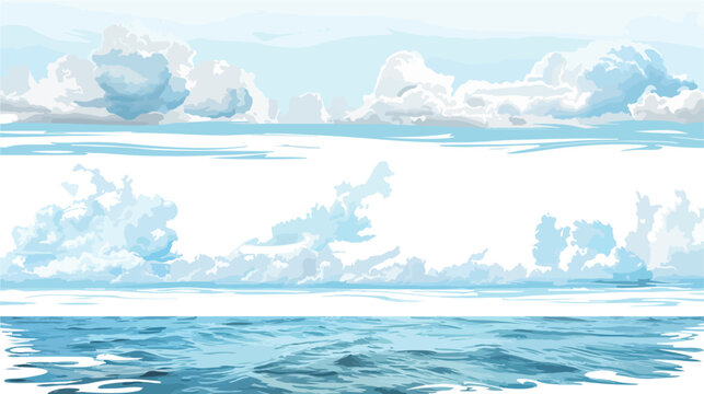Image collage of sea and sky with white clouds from 