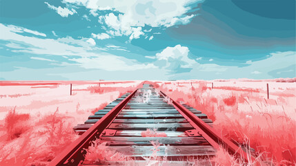 Infrared photography of plank road flat vector 