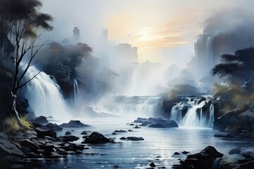 Fototapeta premium a Chinese traditional ink drawing technique. handmade watercolor drawing