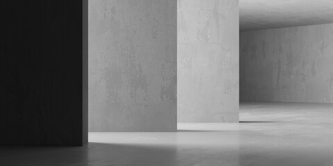 Abstract empty concrete interior. Minimalistic dark room design template - 768483503