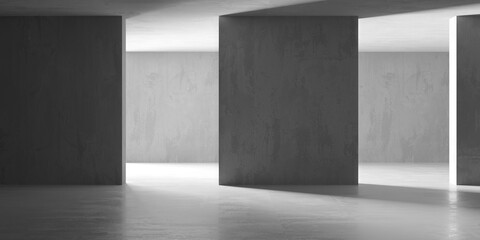 Abstract empty concrete interior. Minimalistic dark room design template - 768483512