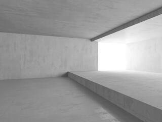 Concrete room with abstract interior. Open space. Industrial background template - 768483516