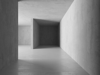 Grungy room with concrete walls. Old stone interior
