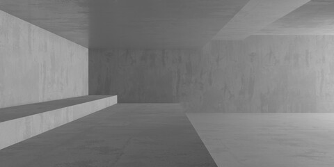 Abstract empty concrete interior. Minimalistic dark room design template - 768483531