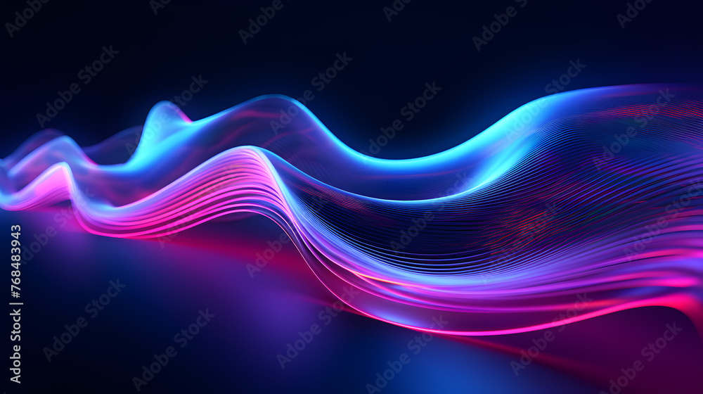 Fototapete Digital technology 3D curve light wave abstract graphic poster web page PPT background
