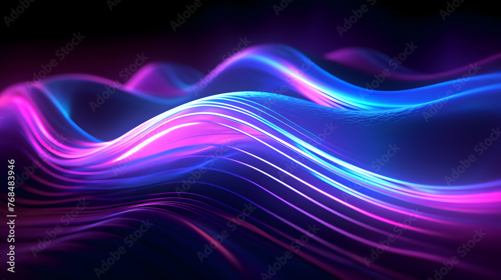 Fototapete Digital technology 3D curve light wave abstract graphic poster web page PPT background