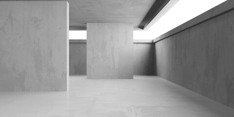 Concrete room with abstract interior. Open space. Industrial background template - 768483998