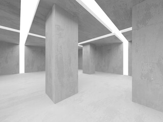Concrete room with abstract interior. Open space. Industrial background template - 768484121