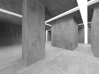 Concrete room with abstract interior. Open space. Industrial background template - 768484125