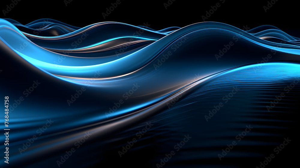Fototapete Digital technology 3D curve light wave abstract graphic poster web page PPT background
