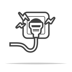 Short circuit socket icon transparent vector isolated