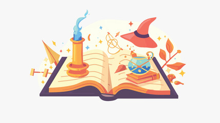 Magic book flat icon. Colorful illustration of magic 