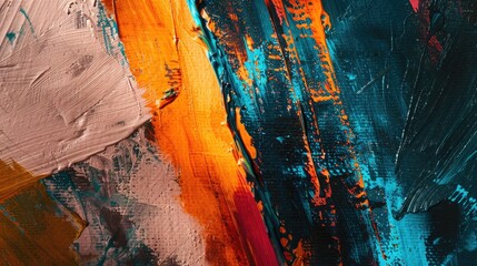 Vibrant Abstract Acrylic Brushstrokes in Blue and Orange