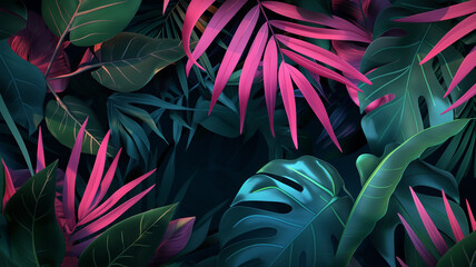 Tropical gradient leaves background 