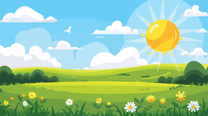 Sunny day with clear skies.. Flat vector isolated on