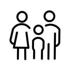 Simple Family Vector Line Icon, Contains Outline Icons such as baby carrier, family house, little brother, sister, grandfather, grandmother, father, mother.