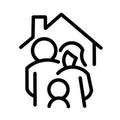 Simple Family Vector Line Icon, Contains Outline Icons such as baby carrier, family house, little brother, sister, grandfather, grandmother, father, mother.