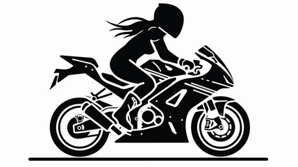 motorcycling female sport line icon vector. motorcycle
