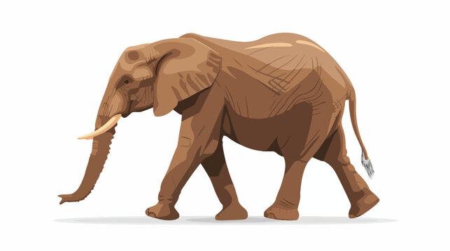 Walking Elephant .. Flat vector isolated on white background