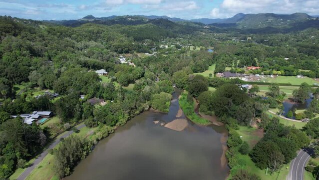 Aerial View Over Currumbin Creek Near Robert Neumann Park In Gold Coast, Queensland, Australia - Drone Shot